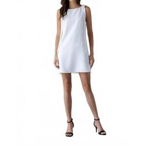 NEW STORIA jackie o bow a-line shift mini dress in white